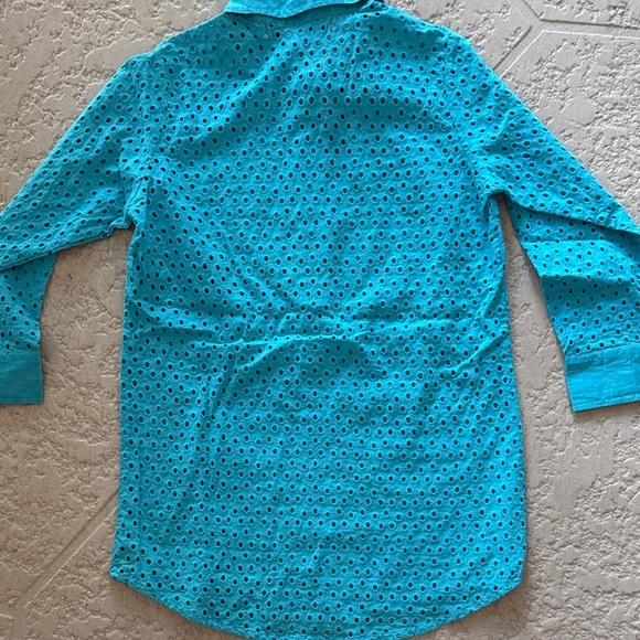 Gretchen Scott Designs Turquoise Eyelet Blouse - Picture 5 of 5